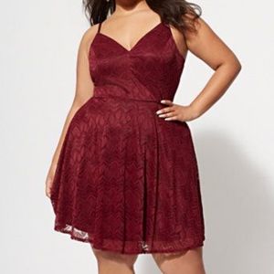 Fashion to Figure Burgundy Lace Dress